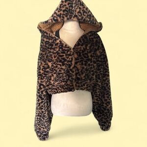 Women's Leopard Print Hooded Puffer Jacket
